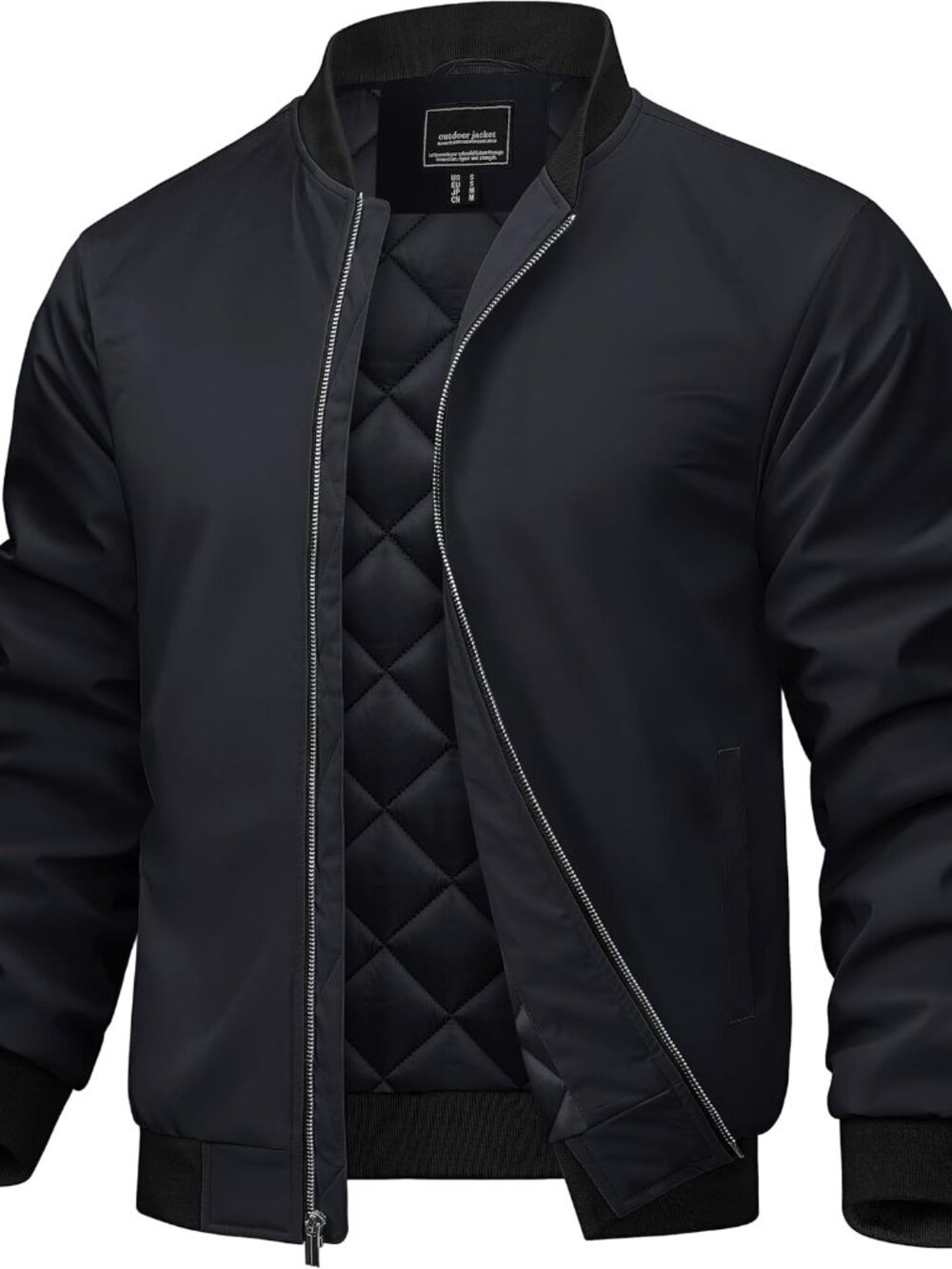 Men's Bomber Jacket Fall Winter Warm Full Zip Windbreaker Jackets